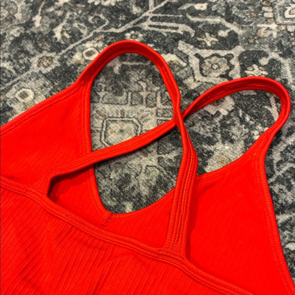 ZYIA Red Ribbed Cross-Back Sports Bra - Picture 6 of 7